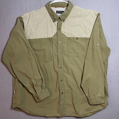Orvis Men’s Long Sleeve Hunting Shooting Shirt Quilted Shoulder Khaki Size XXL - Image 1 of 4
