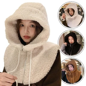 Womens Winter Cold Proof Scarf Hat Plush Windproof And Warm Shawl Hat - Picture 1 of 23