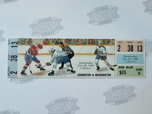 1986 Capitals Edmonton Oiolers Ticket 10/29/86 Gretzky 1G 1A Coffey 2G 3A - Picture 1 of 2