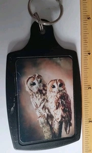 VINTAGE Old Keyring Black Plastic photo Ye Olde Redtail Falconry Display Harlow - Picture 1 of 5