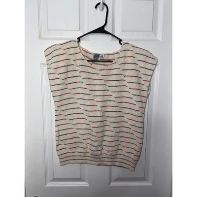 Chaleco Top Vintage Erika Inc. Tejido Rayas Sin Mangas Cottagecore Academia 0257-R Foto 1 de 4