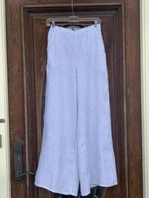 Pantalón LP70 Lunares Blanco Negro Pequeño Nuevo con Etiquetas Match Point Lino Pierna Ancha Palazzo NUEVO Foto 1 de 4