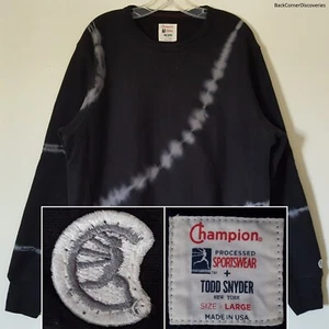 Champion x Todd Snyder New York Tie-Dye Black L Pullover Sweatshirt. Running Man - Picture 1 of 12