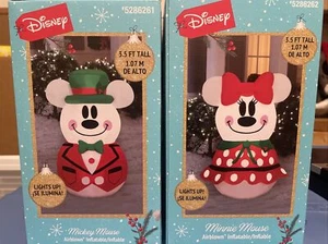 Gemmy Disney Mickey & Minnie Mouse Christmas Snowman Airblown Inflatable Set NEW - Picture 1 of 1