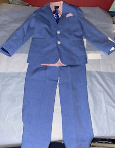 Nautica 4pc Boys Blue Jean Suit Size 6 - Sport Coat, Pants, Tie, Shirt NEW