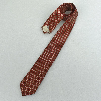 VTG  1950s Beau Brummell Red Geometric Design Skinny Neck Tie Acetate - Image 1 of 4