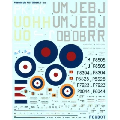 FOXBOT 48-002 Scale 1:48 Decals Spitfire Mk. II (Part 1, Presentation Srits) - Image 1 of 4