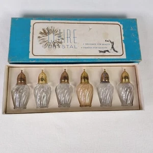 Claire Crystal Personal Salt Shaker Japan Original Box Set of 6 Vintage - Picture 1 of 8