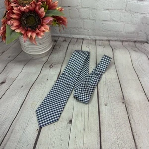 Vintage Hugo boss silk navy white gingham plaid tie - Picture 1 of 5