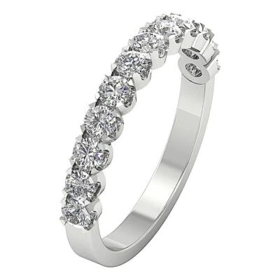 VVS F 0.90 Ct Anniversary Wedding Ring Lab Grown Diamond 14K White Gold 3.30MM - Image 1 of 4