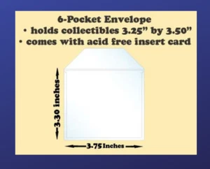 Best Hobby Pages 6-Pocket Polypropylene Archival Envelope w/ Cards Pack of 25 - Picture 1 of 2