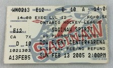 OHL 2005 02/13 Plymouth Whalers at Saginaw Spirit Hockey Ticket