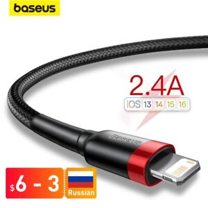 Baseus USB Cable Iphone 2.4A Fast Charge 1M Wear Resistant Anti-Fold Black NEW