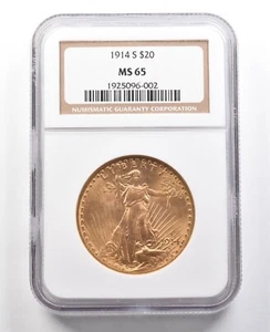 1914-S $20 Saint Gaudens Gold Double Eagle MS65 NGC *4544 - Picture 1 of 3