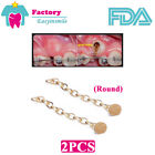 2Pc/Pk Dental Ortho Traction Chain Button Impacted Cuspids Bondable Golden Round