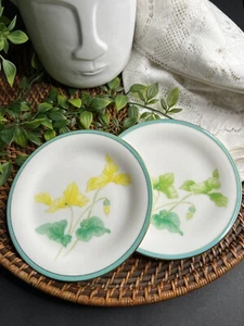 Dessert Plates • Floral Wildflower Design • Mismatch Green Yellow White Cottage - Picture 1 of 11