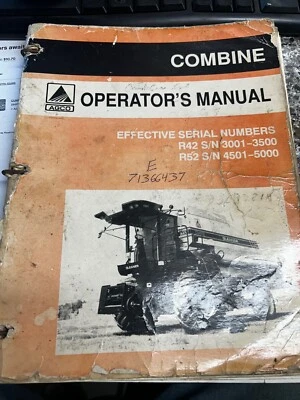 GLEANER R42 S/N 3001-3500 R52 S/N 4501-5000 OP MANUAL71366437 - Image 1 of 4