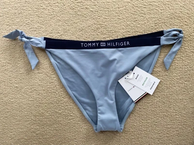 BNWT TOMMY HILFIGER DAYBREAK BLUE SIGNATURE LOGO SIDE TIE BIKINI BOTTOMS L (16)! - Image 1 of 4