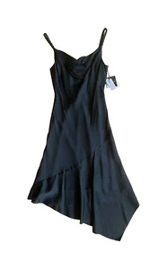 ADRIANA 100% Silk Mesh Slip Dress Asymmetrical Black Size 4 - Picture 1 of 18