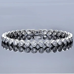 9 Ct. Round Cut Lab Created White Diamond Tennis Bracelet - 925 Sterling Silver - Picture 1 of 5