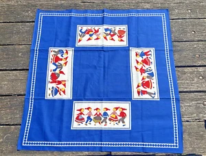 VINTAGE SWEDISH c1963 BARBRO LYCKE GAMLESTADENS CHRISTMAS FOLK TABLE CLOTH COVER - Picture 1 of 10