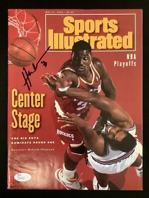 Hakeem Olajuwon Signed Sports Illustrated Mag 5/17/93 Rockets No Label Auto JSA - Image 1 of 4