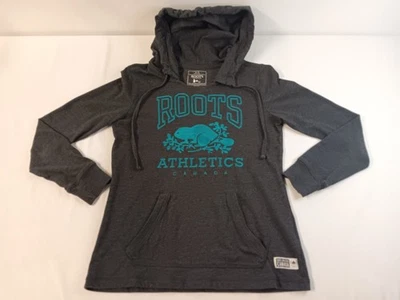 Roots Canada Dark Gray Thin  Hooded Pullover Sweatshirt Hoodie Womens Small - Image 1 of 4