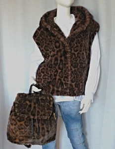 Hippie Pelzweste Faux Fur Weste Kapuze Fell Webfell Dark Leopard 36,38,40,42 Neu - Bild 1 von 24