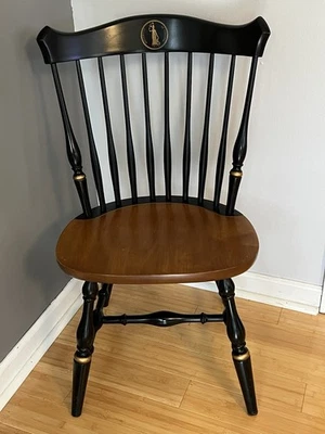Vtg L Hitchcock Chair Black Stenciled University Virginia Windsor Dining Signed - Image 1 of 4