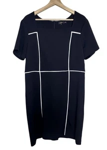ILE N.Y. Dress Womens Sz 14 Black White Sheath Square Neck Career Business NWT - Picture 1 of 6