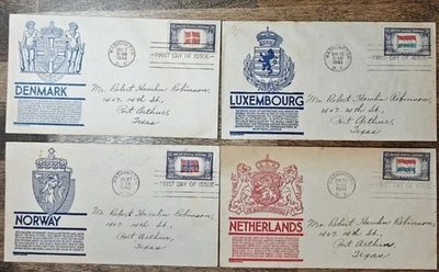 ESF US COVERS Lot of Four: WWII 1943 OVERRUN COUNTRIES FDC MATCHING ANDERSON NR! - Image 1 of 2