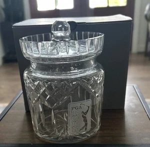 Waterford PGA Tour Crystal Lismore Round Biscuit Barrel Lid & Original Box RARE - Picture 1 of 8