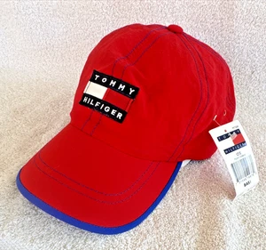 Tommy Hilfiger Hat Vintage 90s Red White Blue Flag Spell Out Cap Adult Small - Picture 1 of 18