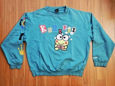 Dumbgood Sanrio Keroppi свитер XXL зеленый Puff печать толстовка пуловер 2001 - Изображение 1 из 4