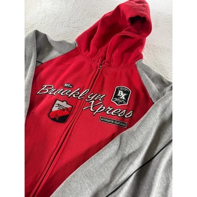 Sudadera con Capucha Brooklyn Xpress Express De Colección Y2K Gótica Grunge Cremallera Roja Gris XXXL 3XL Foto 1 de 4