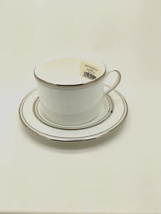 Lenox Library Lane Platinum Cup & Saucer Porcelain Kate Spade New York 4024537 - Picture 1 of 5