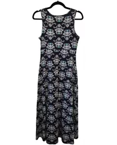 Maxi abito donna Talbots taglia M blu misto cotone maglia elasticizzata jersey floreale - Foto 1 di 11
