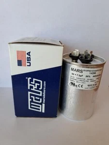 Mars Round Motor Run Capacitor 60/7.5 MFD 440/370 VAC Aluminum 14295, USA , NEW - Picture 1 of 4