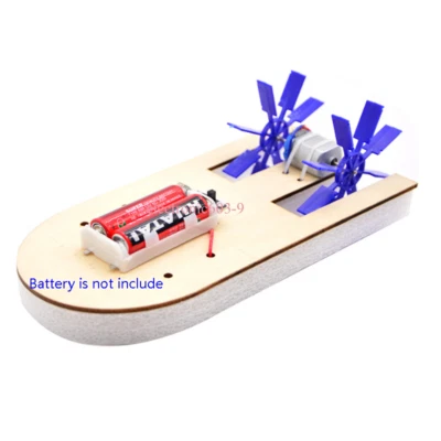 Electric Wood Boat Toy Kits Propeller Motor Shaft DIY Model Hobby School Kids - Image 1 of 3