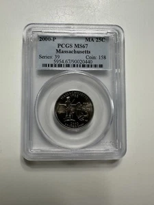2000-P Massachusetts State Quarter, Graded, PCGS MS67 - Picture 1 of 6