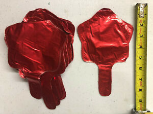 NOS Mylar Helium Balloon Lot of 5 Red Foil Star Pentagon Shape 5"