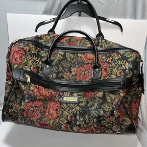 Borsa da viaggio vintage Protocollo arazzo floreale XL manici pelle 22” X 9” X 12” - Foto 1 di 7