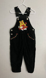 Vintage Winnie the Pooh coveralls corduroy 3t Black embroidered
