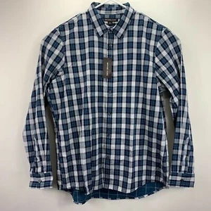 Michael Kors Mens Curt Double Face Plaid Classic Fit Button Down Shirt Blue XL - Picture 1 of 4