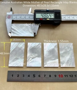 48,5 x 28,5 x 1,55 mm, 2 piezas Australian White madreperla rectangular incrustaciones en blanco - Imagen 1 de 5