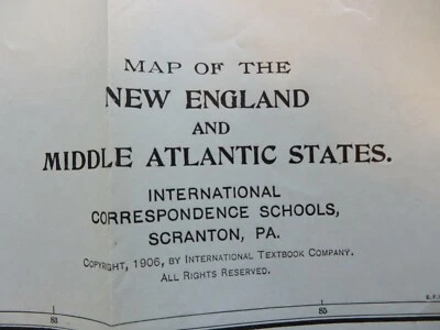 1906 Antique Map New England & Middle Atlantic States Intl Textbook Co. #0402 - Image 1 of 4