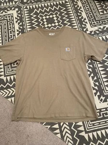 Men’s Carhartt K87 Pocket T-Shirt Loose Fit Large Tan/Brown - Picture 1 of 3