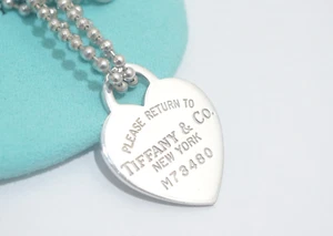 Tiffany & Co. Sterling Silber Return to TIFFANY Herzanhänger Kugelkette Halskette - Bild 1 von 6