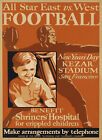 Football All Star East vs West San Francisco Kezar Stadium Poster Repro FREE S/H
