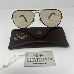 Occhiali da sole vintage Ray-Ban serie pelle aviatore Bausch & Lomb USA rari taglia 58 - Foto 1 di 15